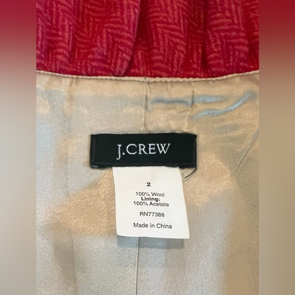 J.CREW Fiona Blazer Red Herringbone Ruffle Wool | Size 2 Womens - Picture 6 of 10